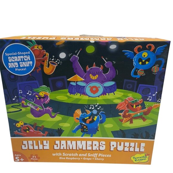 Peaceable Kingdom 71-Piece Shaped Jigsaw Puzzle Jelly Jammers Scratch & Sniff - Picture 1 of 2